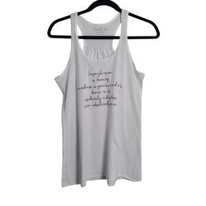 OM & AH LONDON "Better To Be Ridiculous Than Boring" White Racerback Tank Size S
